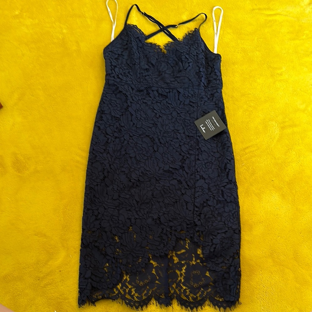 Elegant Navy Lace Dress